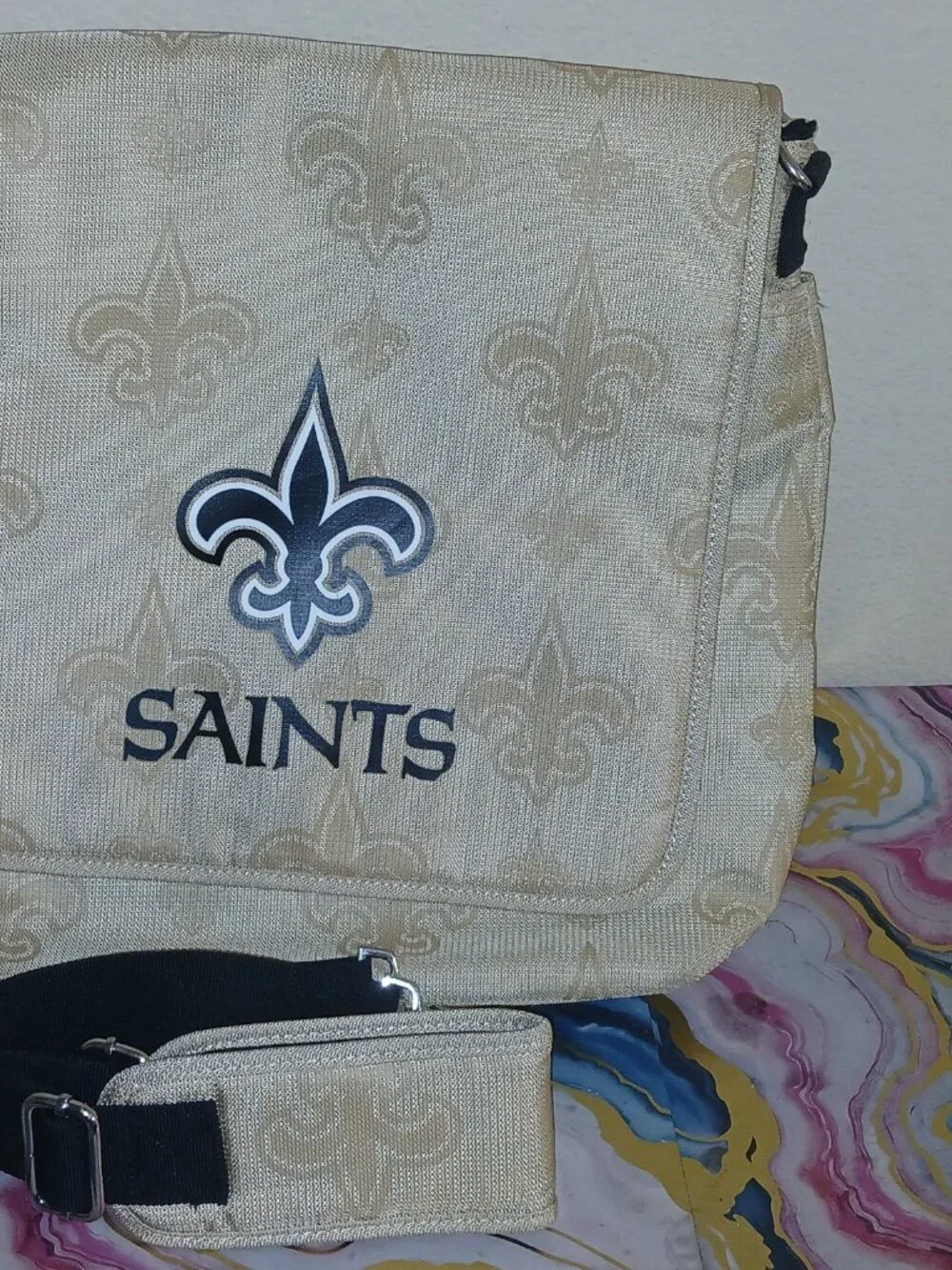 New Orleans Saints Messenger Diaper Bag Insulated Compartment